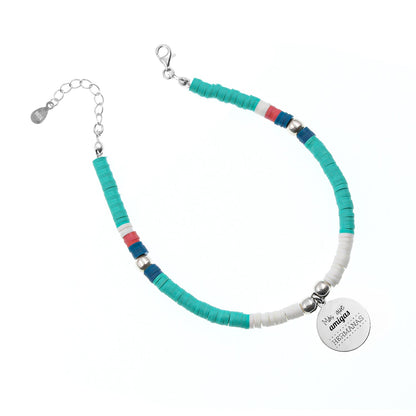 Cheville personnalisable perles colorées et médaille argent