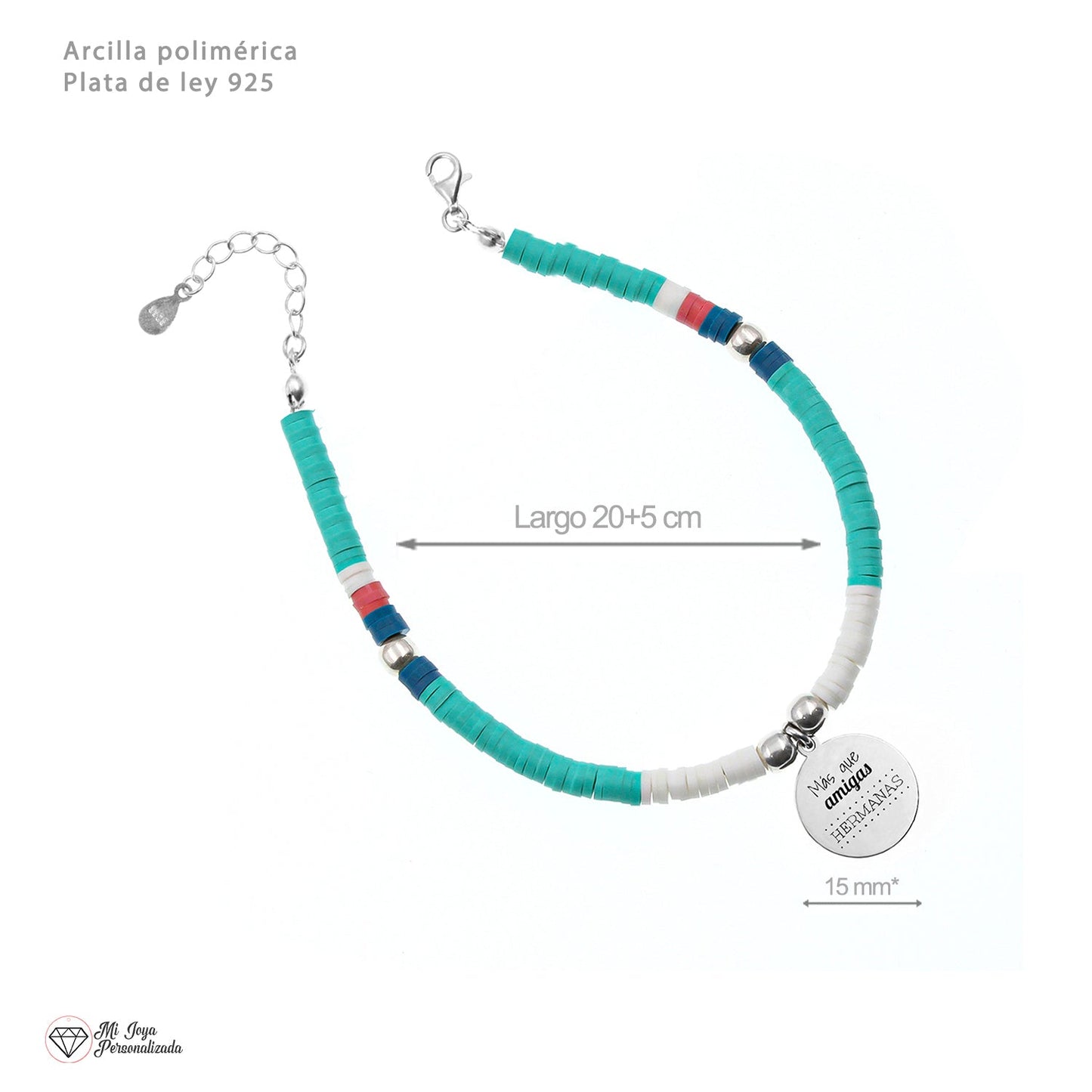 Cheville personnalisable perles colorées et médaille argent