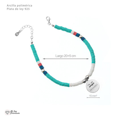 Cheville personnalisable perles colorées et médaille argent