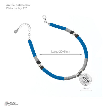 Cheville personnalisée San Sebastián, argent et perles argile