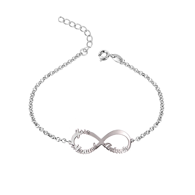 Chevillère Infini en Argent 925 Personnalisable - Jusqu'à 4 Prénoms