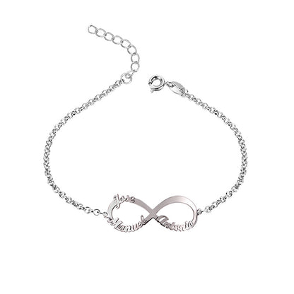 Chevillère Infini en Argent 925 Personnalisable - Jusqu'à 4 Prénoms