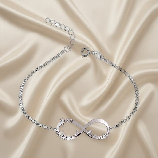 Chevillère Infini en Argent 925 Personnalisable - Jusqu'à 4 Prénoms