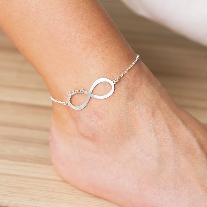 Chevillère Infini en Argent 925 Personnalisable - Jusqu'à 4 Prénoms