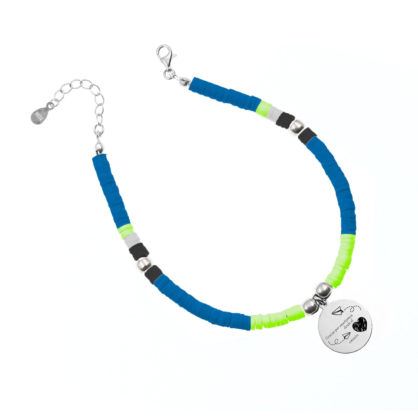 Chevillère personnalisable avec médaille en argent et perles