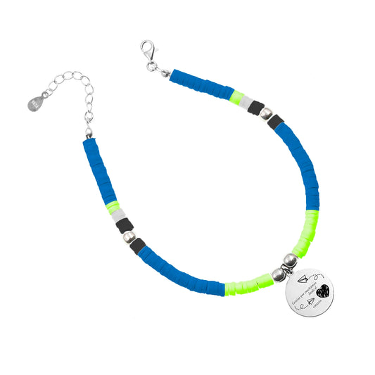 Chevillère personnalisable avec médaille en argent et perles