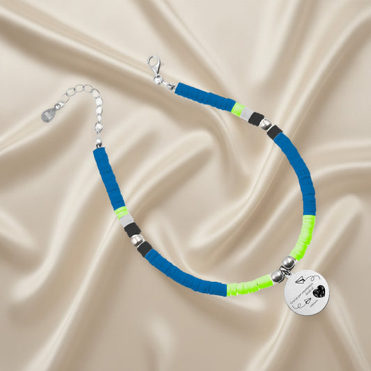Chevillère personnalisable avec médaille en argent et perles
