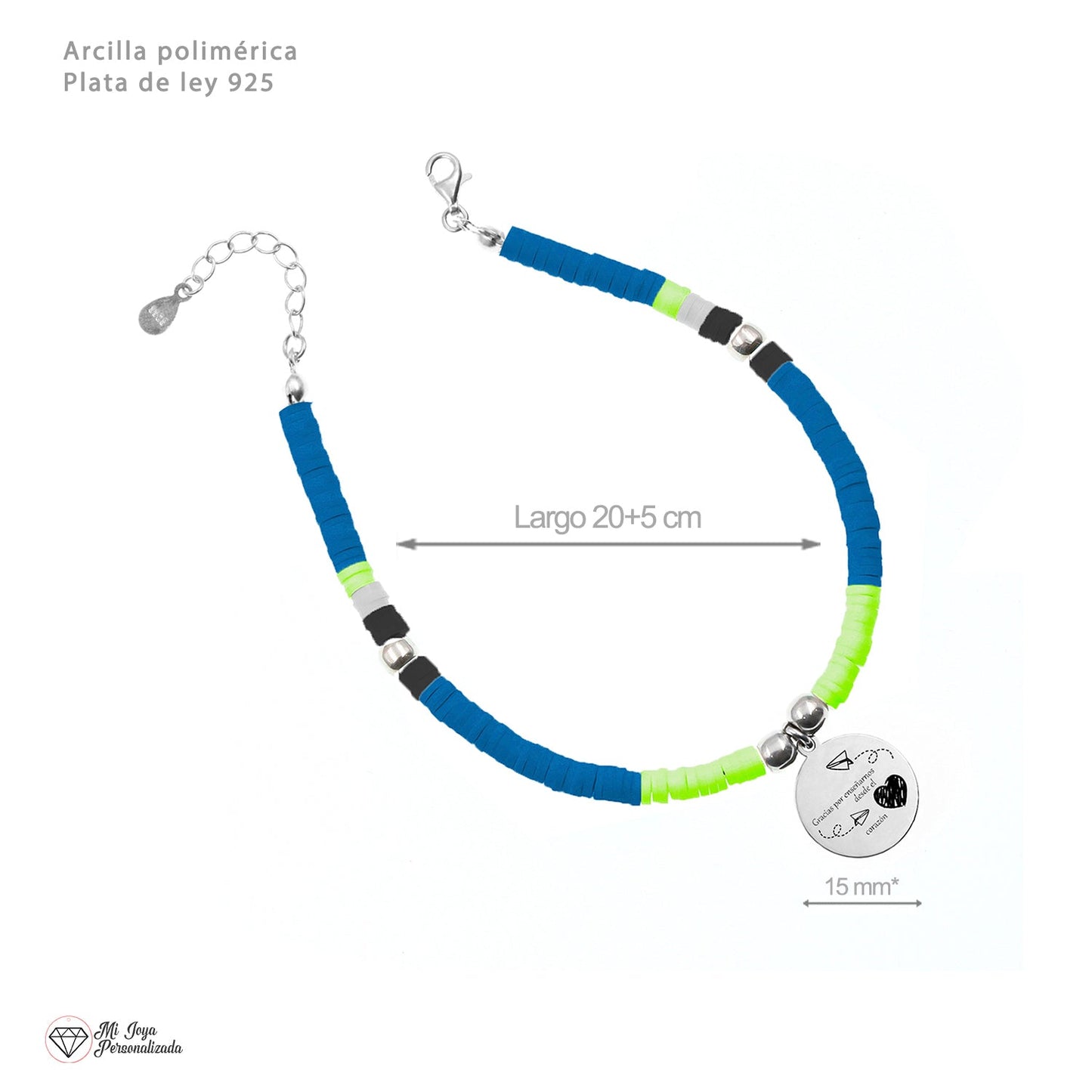 Chevillère personnalisable avec médaille en argent et perles
