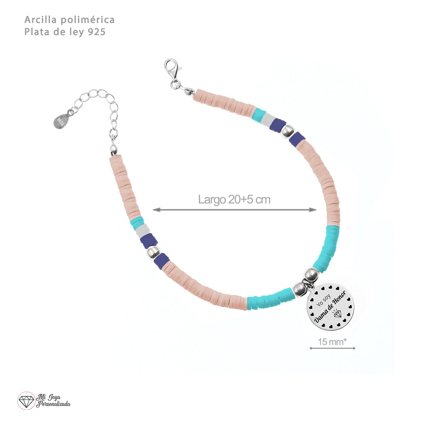 Chevillère personnalisable Mojácar perles et argent 925