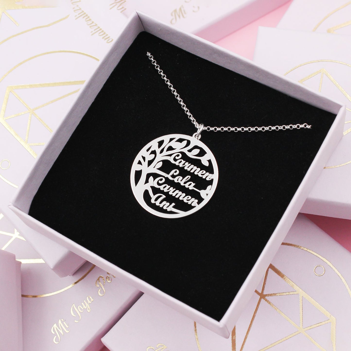 Collier Arbre de Vie Argent 925 personnalisable jusqu'à 4 prénoms