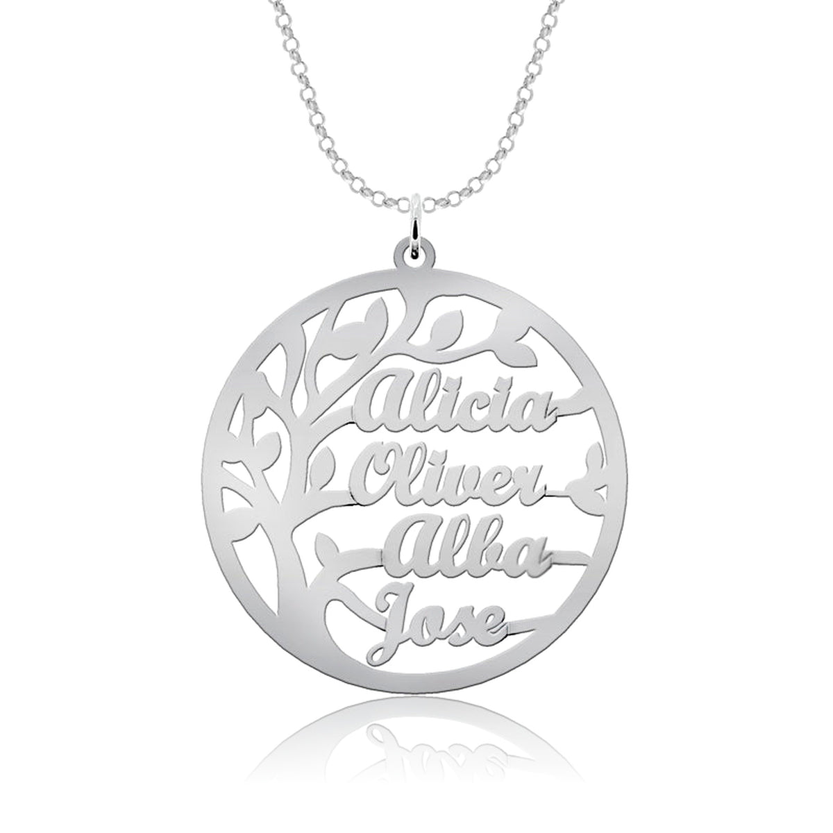 Collier Maman Arbre de Vie, jusqu'à 4 prénoms d'enfants gravés, argent 925