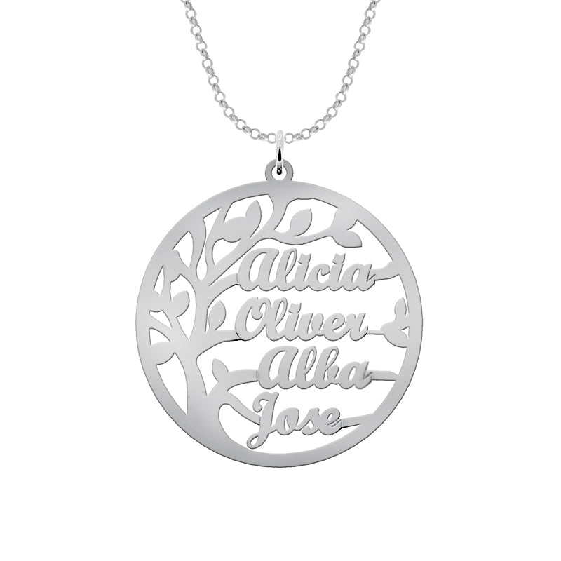 Collier Arbre de Vie Argent 925 personnalisable jusqu'à 4 prénoms