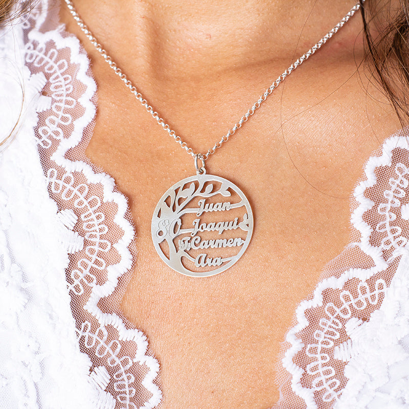 Collier Arbre de Vie Argent 925 personnalisable jusqu'à 4 prénoms