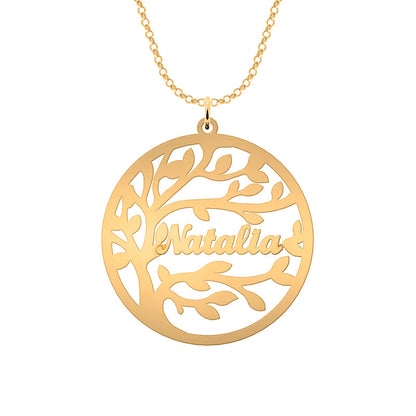 Collier Arbre de Vie argent 925 plaqué or avec prénoms