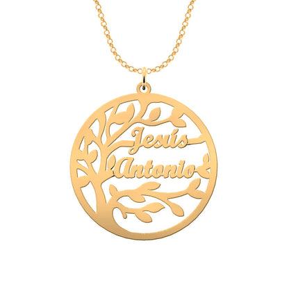 Collier Arbre de Vie argent 925 plaqué or avec prénoms