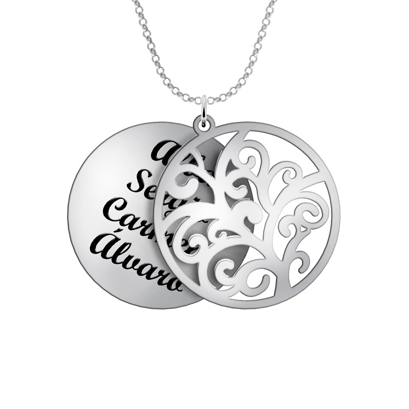 Collier Arbre de Vie avec Médaille à Graver en Argent 925