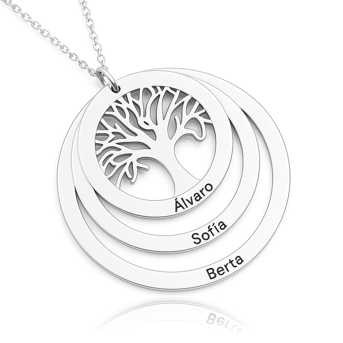Collier Arbre de Vie en Argent 925 avec 3 Anneaux à Personnaliser — Les Bijoux de Clara