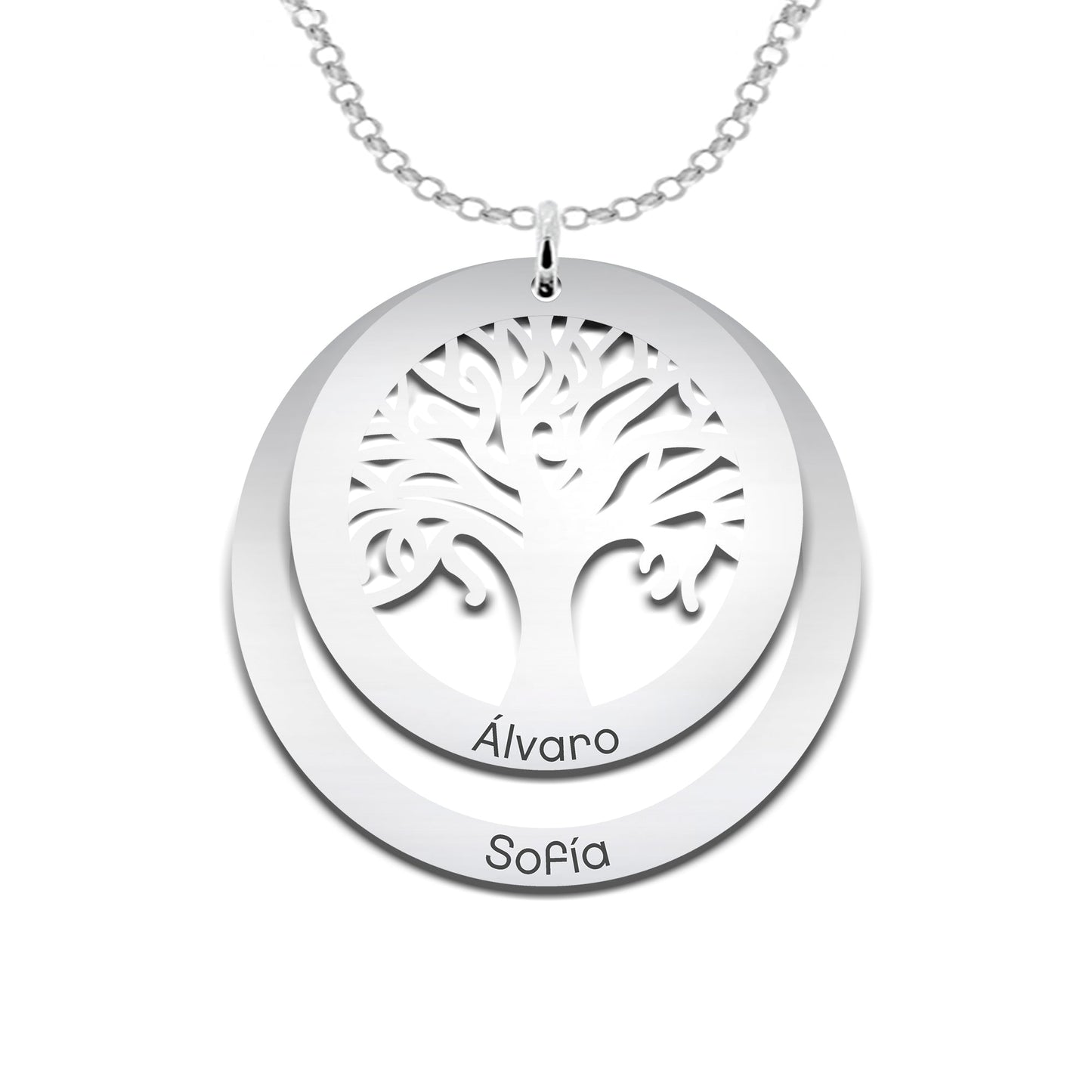 Collier Arbre de Vie en Argent 925 avec 3 Anneaux à Personnaliser