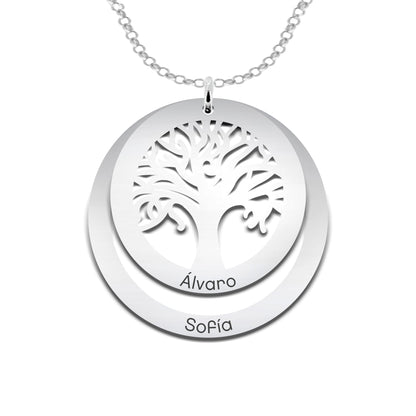Collier Arbre de Vie en Argent 925 avec 3 Anneaux à Personnaliser