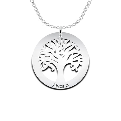 Collier Arbre de Vie en Argent 925 avec 3 Anneaux à Personnaliser