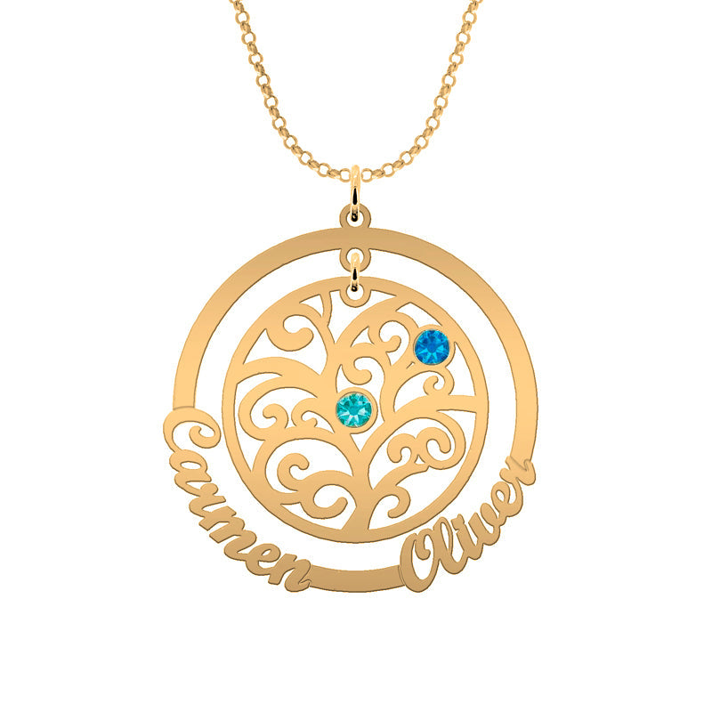 Collier Arbre de Vie et Cercle - Plaqué Or