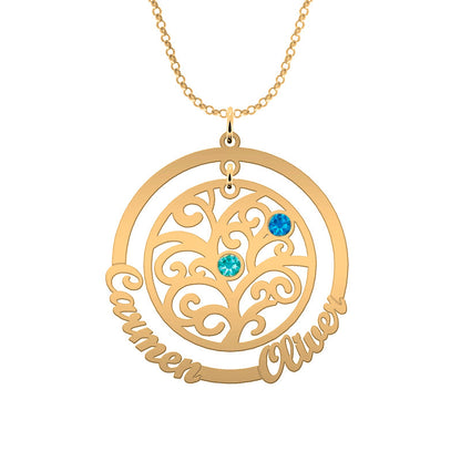 Collier Arbre de Vie et Cercle - Plaqué Or