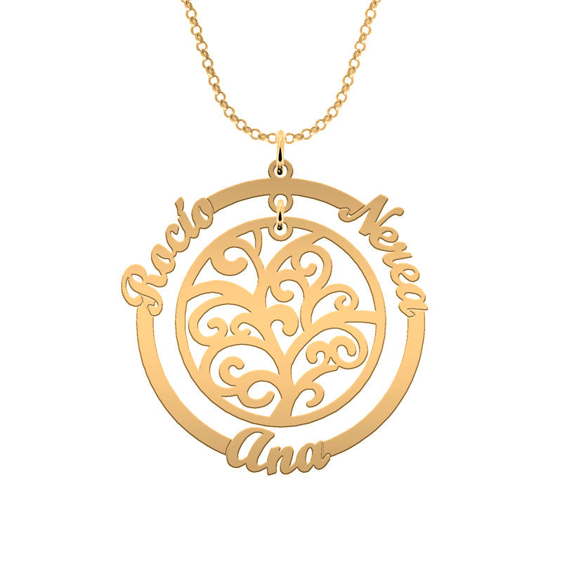 Collier Arbre de Vie et Cercle – Plaqué Or