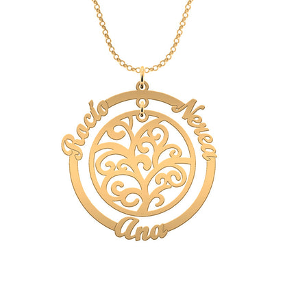 Collier Arbre de Vie et Cercle – Plaqué Or