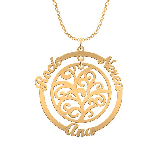 Collier Arbre de Vie et Cercle – Plaqué Or