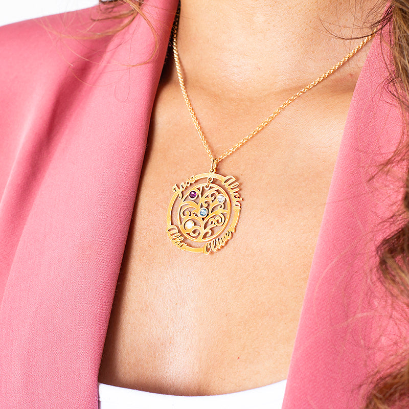 Collier Arbre de Vie et Cercle - Plaqué Or