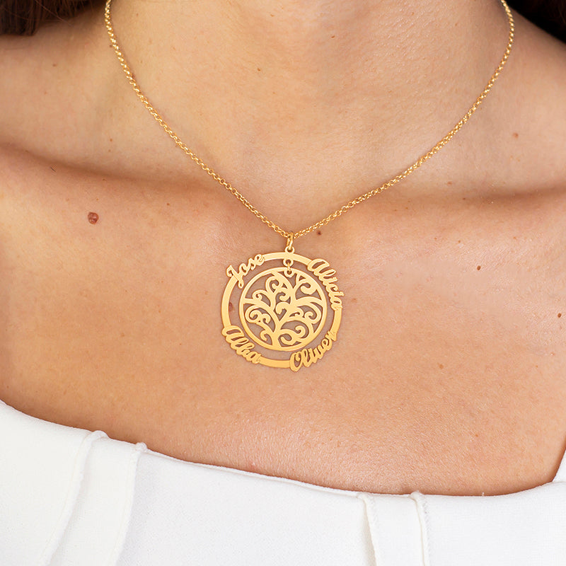 Collier Arbre de Vie et Cercle – Plaqué Or