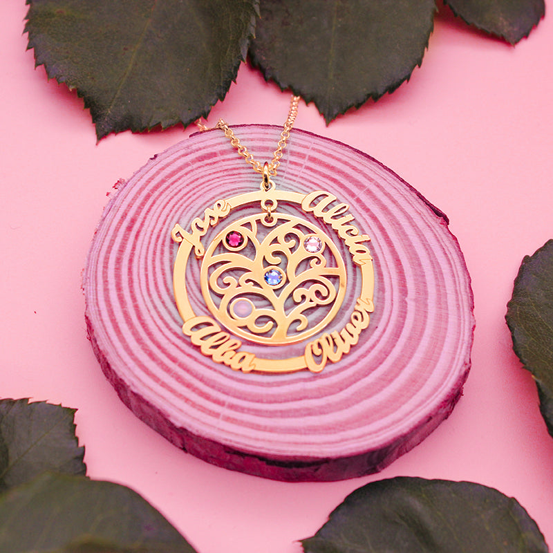 Collier Arbre de Vie et Cercle - Plaqué Or