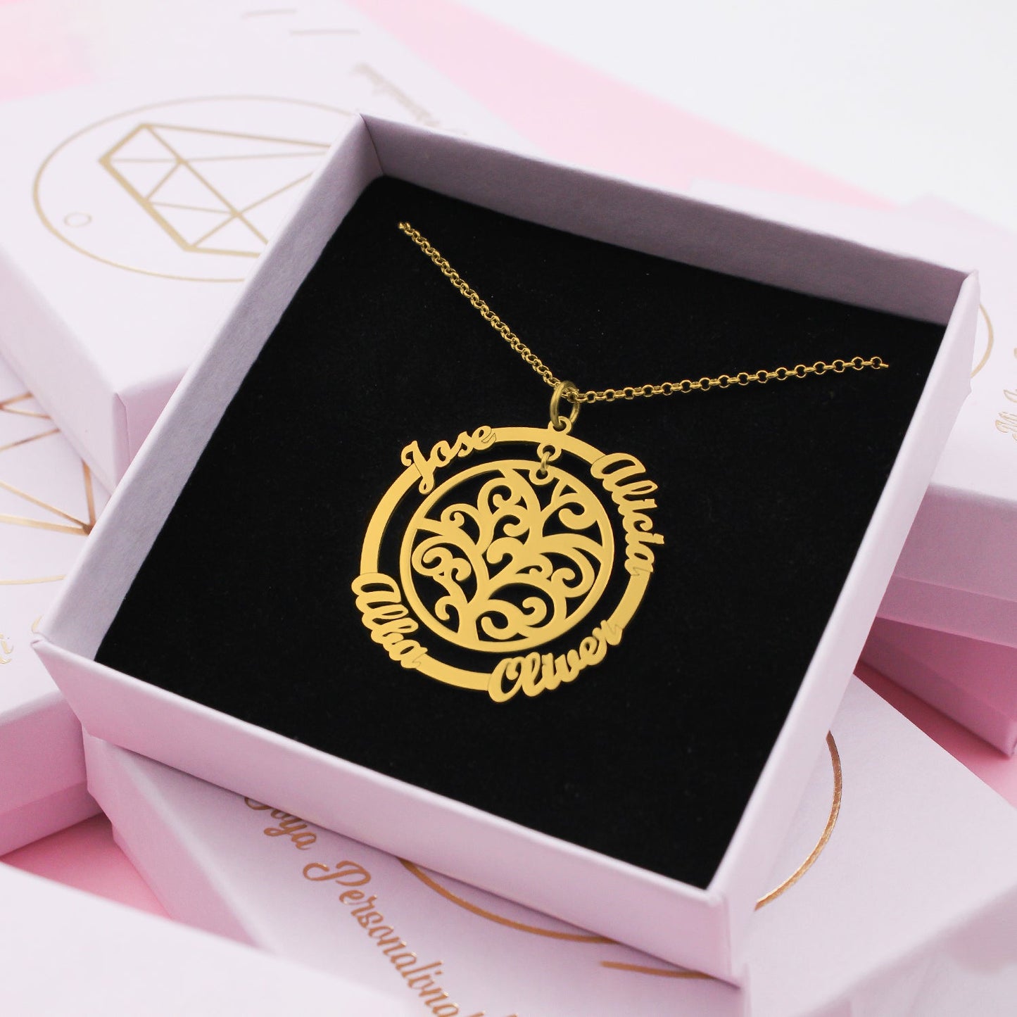 Collier Arbre de Vie et Cercle – Plaqué Or