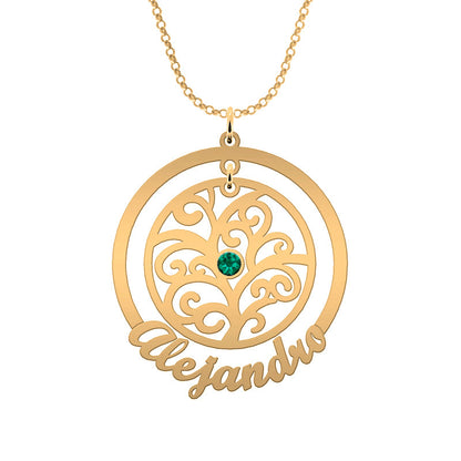 Collier Arbre de Vie et Cercle - Plaqué Or