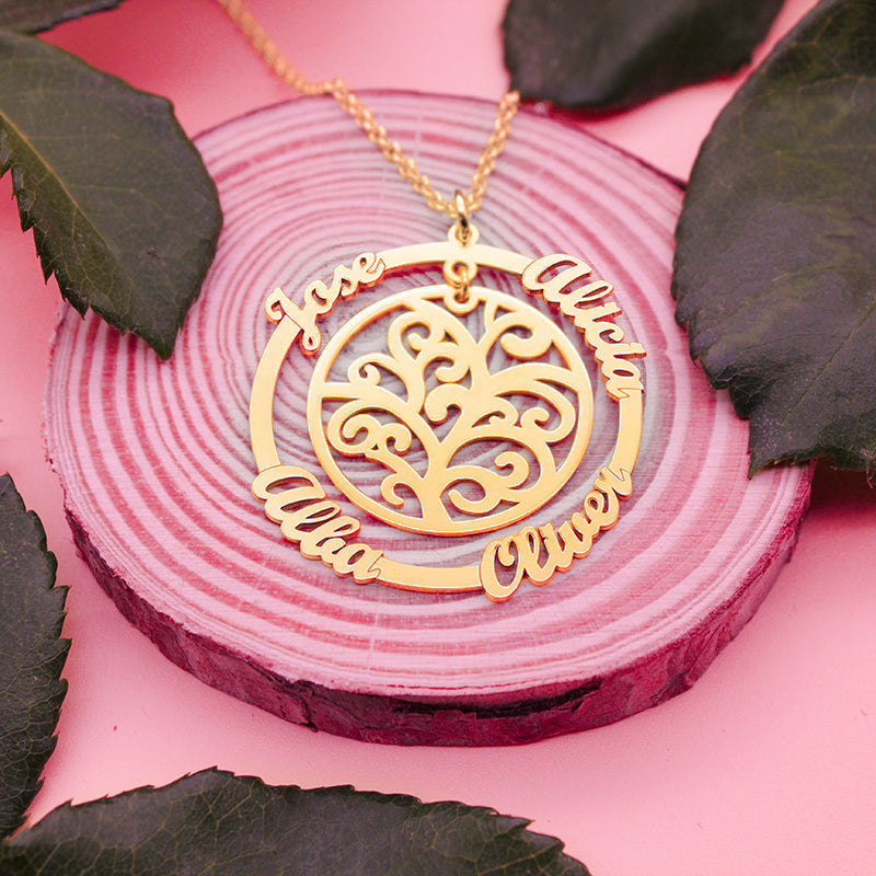 Collier Arbre de Vie et Cercle – Plaqué Or