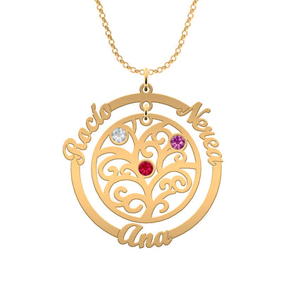 Collier Arbre de Vie et Cercle - Plaqué Or