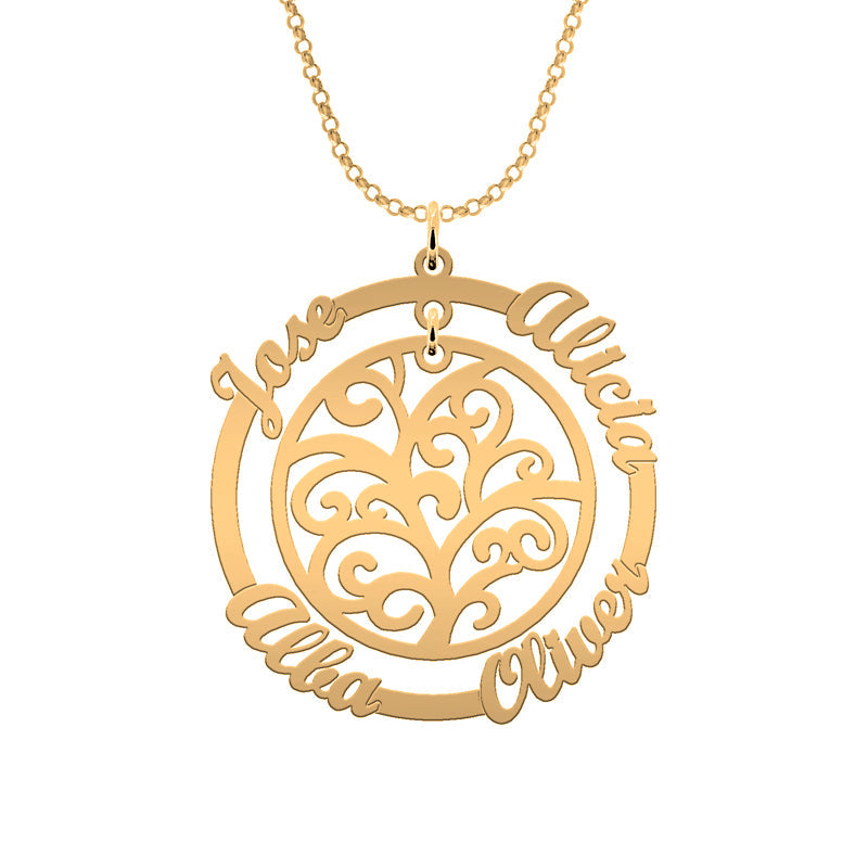 Collier Arbre de Vie et Cercle – Plaqué Or