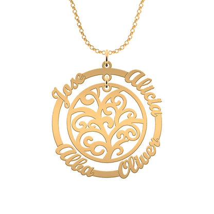 Collier Arbre de Vie et Cercle – Plaqué Or