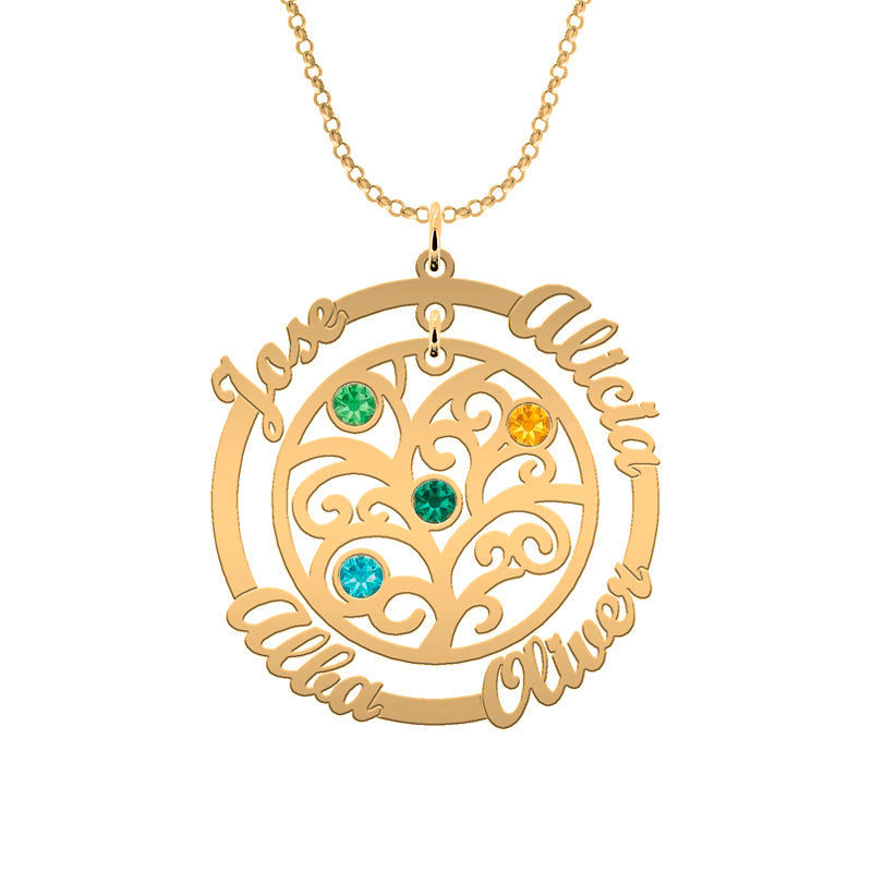 Collier Arbre de Vie et Cercle - Plaqué Or