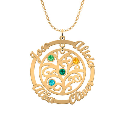 Collier Arbre de Vie et Cercle - Plaqué Or