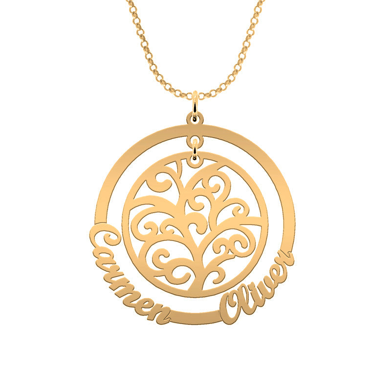 Collier Arbre de Vie et Cercle – Plaqué Or