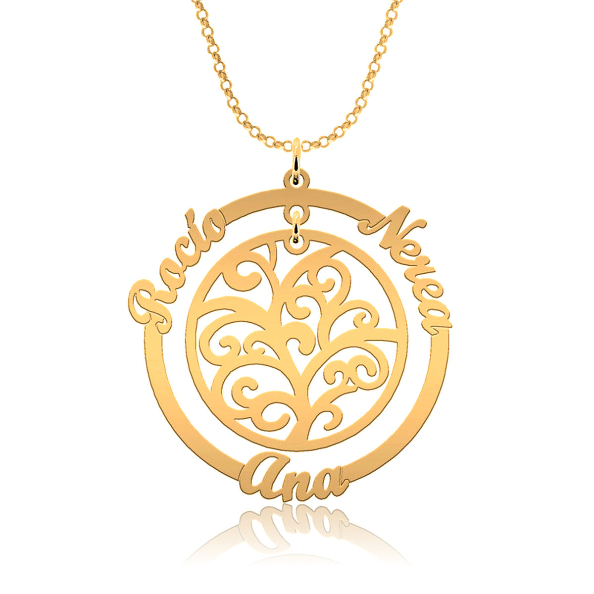Collier Arbre de Vie et Cercle – Plaqué Or