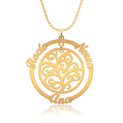 Collier Arbre de Vie et Cercle – Plaqué Or