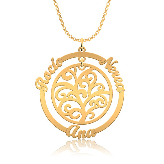 Collier Arbre de Vie et Cercle – Plaqué Or