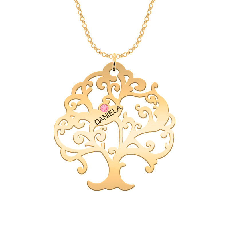 Collier Arbre de Vie personnalisable 11 noms et pierres de naissance
