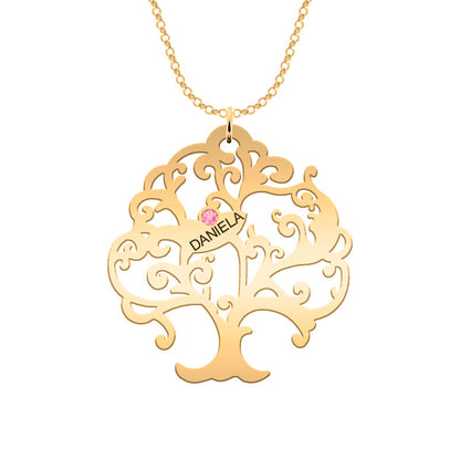 Collier Arbre de Vie personnalisable 11 noms et pierres de naissance