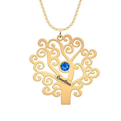 Collier Arbre de Vie Personnalisable 6 Noms et Pierres de Naissance