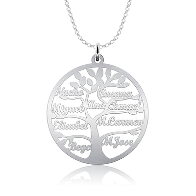 Collier Maman Arbre de Vie, jusqu'à 9 prénoms d'enfants gravés, argent 925