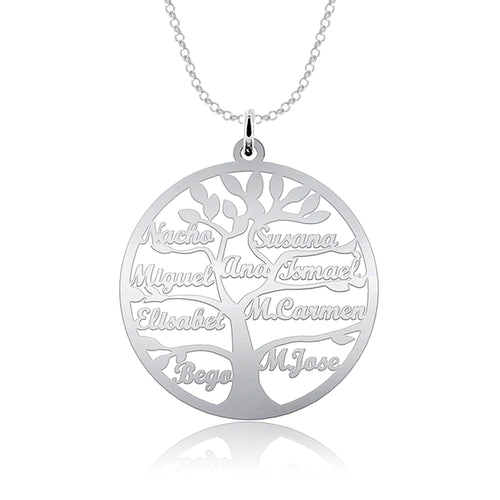 Collier Maman Arbre de Vie, jusqu'à 9 prénoms d'enfants gravés, argent 925