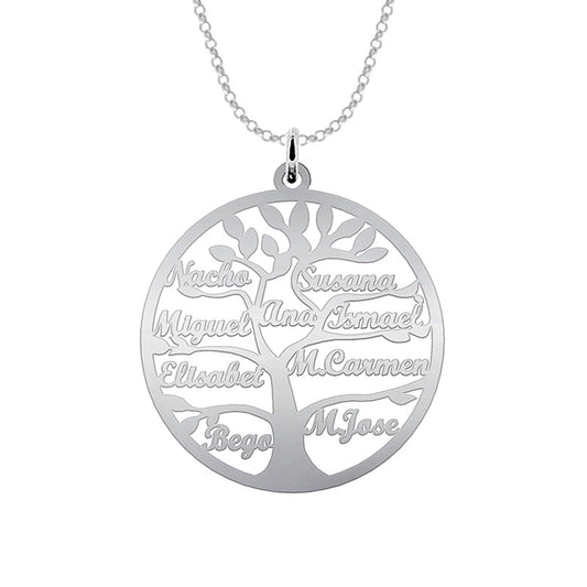 Collier Arbre de Vie Personnalisable 9 Prénoms Argent 925